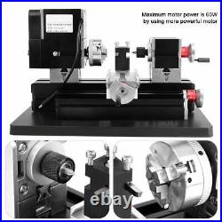 Mini Metal Lathe 12000Rpm 60W Motorized Lathe 12V DC/5A DIY Woodworking Tool