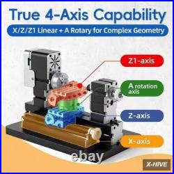 Mini Metal Lathe 60W 12,000 RPM, 4-Axis All-Machine Tool for Soft Metal Wood Acr