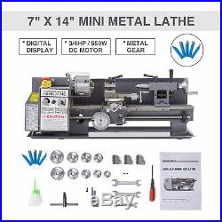 Mini Metal Lathe 7 x 14 2250 RPM 550W Digital Display Metal Gear With 5 Tools