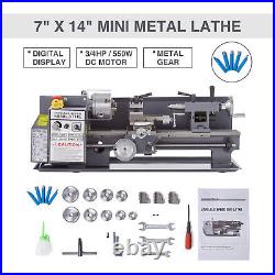 Mini Metal Lathe 7 x 14 3/4HP 550 W Digital Display Metal Gear Variable Speed