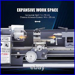 Mini Metal Lathe 7 x 14 3/4HP 550 W Digital Display Metal Gear Variable Speed