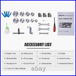 Mini Metal Lathe 7 x 14 3/4HP 550 W Digital Display Metal Gear Variable Speed