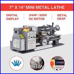 Mini Metal Lathe 7 x 14 550W 3/4HP Metal Gear Digital Display Variable Speed