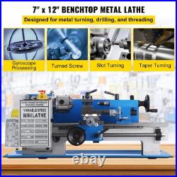 Mini Metal Lathe 7x12 Inch 2250 RPM 400W Variable Bench Top