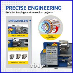 Mini Metal Lathe 7x14 Metalworking Woodworking 2500RPM Turning Milling 110V