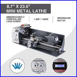 Mini Metal Lathe 8.7 × 23.6 2250RPM 1100W Brushless Motor Metal Gear 5 Tools