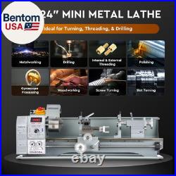 Mini Metal Lathe, 9 X 24 Benchtop Metal Lathe with 3 Jaw Chuck and 3000Rpm Max