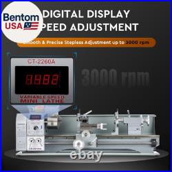 Mini Metal Lathe, 9 X 24 Benchtop Metal Lathe with 3 Jaw Chuck and 3000Rpm Max