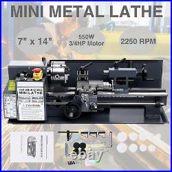 Mini Metal Lathe Bed 550W with Heat-Treated Lathe Bed Variable Speed 2250 RPM New