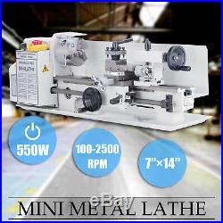 Mini Metal Lathe Bed 550W withHeat-Treated Lathe Bed Variable Speed 2250 RPM