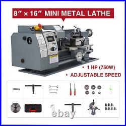 Mini Metal Lathe Cutter Benchtop for Metal and Woodworking 8x16 750W 2250rpm