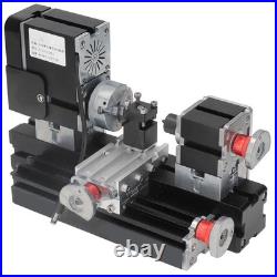 Mini Metal Lathe Machine, 12VDC 60W 12000RPM High Power Micro Lathe with Dril