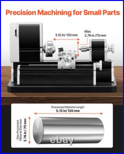 Mini Metal Lathe Machine 2.76 x 5.12 in Power Metal Lathe 20,000 RPM 36W