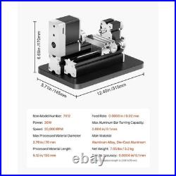 Mini Metal Lathe Machine 2.76 x 5.12 in Power Metal Lathe 20,000 RPM 36W