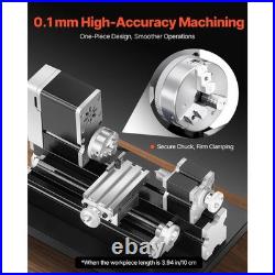 Mini Metal Lathe Machine 2.76 x 5.12 in Power Metal Lathe 20,000 RPM 36W