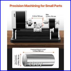 Mini Metal Lathe Machine 2.76 x 5.12 in Power Metal Lathe 20,000 RPM 36W