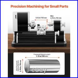 Mini Metal Lathe Machine 2.76in Max Dia 20000 RPM 36W