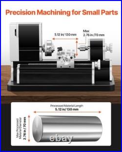 Mini Metal Lathe Machine, 2.76x5.12 Work Area, 36W Power, 2000-20000 RPM