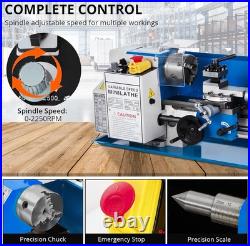 Mini Metal-Lathe Machine Benchtop Lathe 7x12 550W with 3-Inch 3-Jaw Chuck CNC