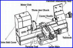 Mini Metal Lathe Soft Metalworking Woodworking DIY Model Making 60W TZ20002MG