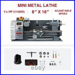 Mini Metal Lathe for Turning Cutting Drilling Threading 1100W 8x16 2250rpm