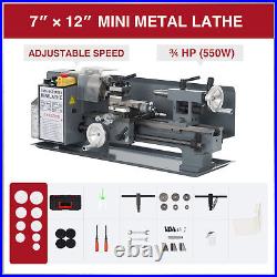 Mini Metal Lathe w 550W Brushed Motor 3 Inch 3-Jaw Chuck and More 7x12 2250RPM