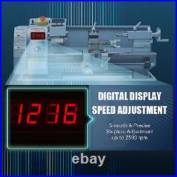 Mini Metal Lathe with 3 Jaw Chuck 750W Motor LCD Display Variable Speeds 8x16