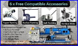 Package of 1 x Mini 7 x 14 Lathe Machine with 6 Free Compatible Accessories-USA