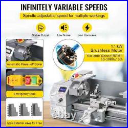 SIHAO 1100w Mini Lathe Mini Metal Lathe 38mm Spindle 3-Jaw Chuck 220x600mm