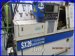 Tsugami SX26B+ swiss lathe serial # 213 with Iemca mini boss 325 bar feeder