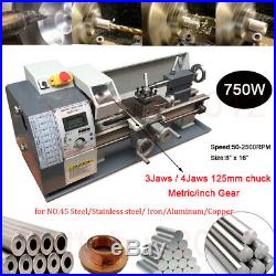 Upgrade 750W 8 X 16 Mini Metal Jade Steel Lathe Metric/inch Process Bench Top