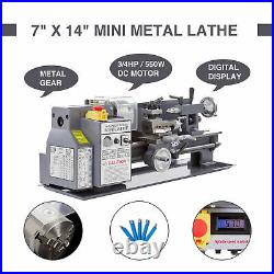 Upgraded 7 x 14 Mini Metal Lathe Machine 550W 2250RPM 5 Tools Digital Readout