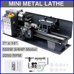 Upgraded 7 x 14Mini Metal Lathe Machine 550W Variable Speed 2250 RPM 3/4HP