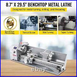 VEVOR 1100W Metal Lathe Machine 8.7×29.5 Variable Speed LED Brushless Tool