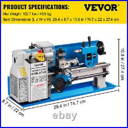 VEVOR 550W Mini Metal Lathe Machine Tool 7x14 Variable Speed 2250RPM With Tools