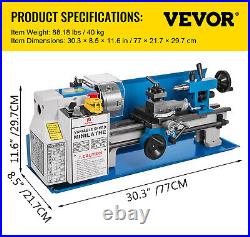 VEVOR 7 x 14 Mini Metal Lathe withLamp 550W Precision Variable Speed 2250 RPM