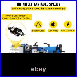 VEVOR 7x12 400W Precision Mini Metal Lathe Variable Speed 2250RPM