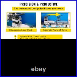 VEVOR 7x12 400W Precision Mini Metal Lathe Variable Speed 2250RPM