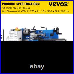 VEVOR 7x12 400W Precision Mini Metal Lathe Variable Speed 2250RPM