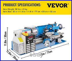 VEVOR 7x14 Mini Metal Lathe, 550W, 2250 RPM with Tool Box & Digital Display