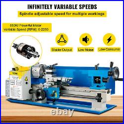 VEVOR 7x14 Mini Metal Lathe Machine 550W Variable Speed 2250 RPM With Tools