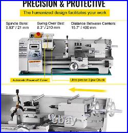 VEVOR 8x16 Mini Metal Lathe Variable-Speed DC Motor 2250RPM withCenter Rest