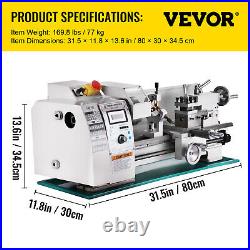 VEVOR 8x16 Mini Metal Lathe Variable-Speed DC Motor 2250RPM withCenter Rest