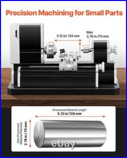 VEVOR Didactical Mini Metal Lathe Machine, 2.76 x 5.12 in, 36W Power Metal Lathe, 2