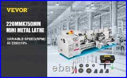 VEVOR Metal Lathe Machine 1100W 220 x 750MM Variable Speed LED Brushless Tool