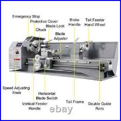 VEVOR Metal Lathe Machine 1100W 220 x 750MM Variable Speed LED Brushless Tool