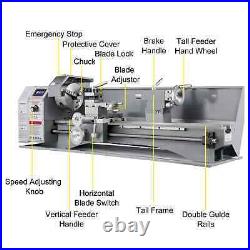VEVOR Metal Lathe Machine 1100W 220 x 750MM Variable Speed LED Brushless Tool