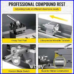 VEVOR Metal Mini Lathe 1100w 220x600mm 38mm Spindle 3-Jaw Chuck Horizontal