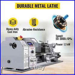 VEVOR Metal Mini Lathe 1100w 220x600mm 38mm Spindle 3-Jaw Chuck Horizontal