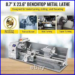 VEVOR Metal Mini Lathe 1100w Mini Metal Lathe 220x600mm 38mm Spindle 3-Jaw Chuck